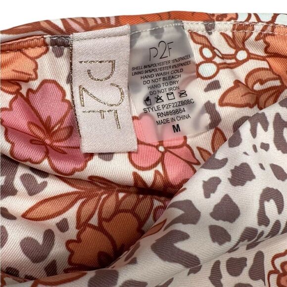 P2F Orange & Pink Floral Cheetah Print Jimi High Leg V Cut Bikini Bottom - Picture 4 of 6
